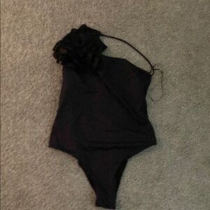 Zara Black One Piece Swimsuit Classic Minimalist Design